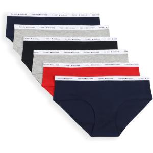 Tommy Hilfiger Women’s Cotton Hipster Panty Multipack(Navy /Red /Heather Grey /Black /Heather Grey)