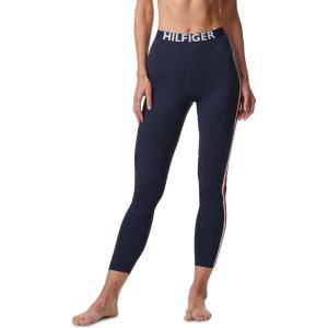 Tommy Hilfiger Women’s Loungewear Retro Style Th Graphic Logo Pajama Bottom Legging Pant(Navy Blazer Blue With Bright White/Apple Red)