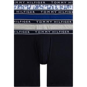 Tommy Hilfiger mens Cotton Stretch 4-pack Boxer Brief(Anchor Blue  Breezy Blue Logo Print  Grey Heather  Desert Sky)