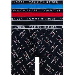 Tommy Hilfiger mens Cotton Stretch 4-pack Boxer Brief(Primary Red  Desert Sky Logo Print  Shocking Blue  Desert Sky)