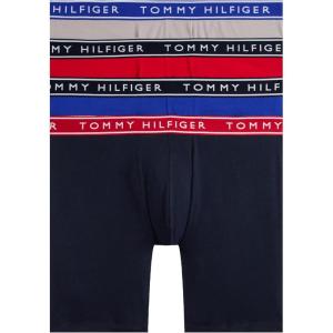 Tommy Hilfiger mens Cotton Stretch 4-pack Boxer Brief(Royalty W/ Navy Waistband  Navy W/ Red Waistband  Red W/ Navy Waistband  Sterling Grey W/ Royalty Waistband)