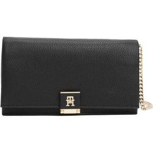 Tommy Hilfiger womens Chain Flap Crossbody Bag With Removable Crossbody Strap(Black)