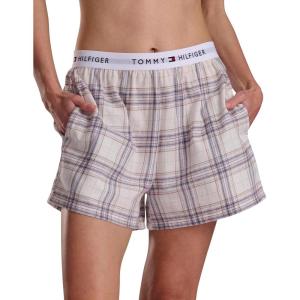 Tommy Hilfiger womens Flannel Sleep Boxer(Whisper White Yarndye Plaid)