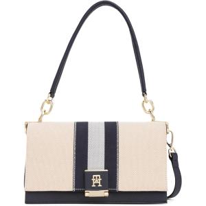 Tommy Hilfiger womens Leather Shoulder Bag With Removable Crossbody Strap(Space Blue Canvas Mix)