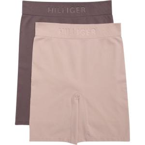 Tommy Hilfiger womens Seamless Bike Short 2-pack(Balanced Beige/Sparrow)