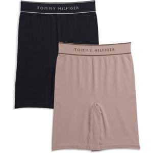 Tommy Hilfiger womens Seamless Bike Short 2-pack(Black/Balanced Beige)