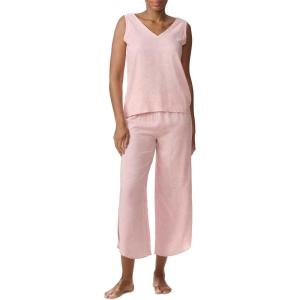 Tommy Hilfiger womens Tank Top and Crop Pant Bottom 2-piece Pajama Set(Tonal Palm/Peach Skin)