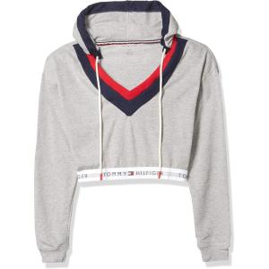 Tommy Hilfiger womens Womens Lounge Sleep Sweatshirt Hoodie(Grey Crop)