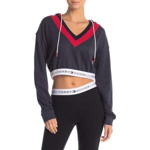 Tommy Hilfiger womens Womens Lounge Sleep Sweatshirt Hoodie(Peacoat Crop)