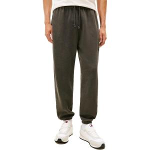 Tommy Jeans Mens Casual Cotton Jogger Sweatpants with Tonal Embroidered Logo(Black)