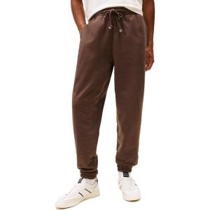 Tommy Jeans Mens Casual Jogger Sweatpants with Embroidered Flag Logo(Black Walnut Heather)