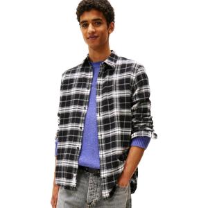 Tommy Jeans Men’s Lightweight Cotton Flannel Check Shirt(Black / Big Check)