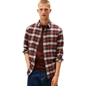 Tommy Jeans Men’s Lightweight Cotton Flannel Check Shirt(Rich Brown / Big Check)