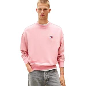 Tommy Jeans Men’s Medium Weight Crewneck Sweatshirt with Embroidered Logo(Mystic Pink)