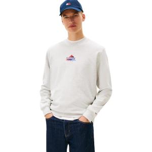 Tommy Jeans mens Medium Weight Crewneck Sweatshirt With Embroidered Archival Logo(Ice Grey Heather)