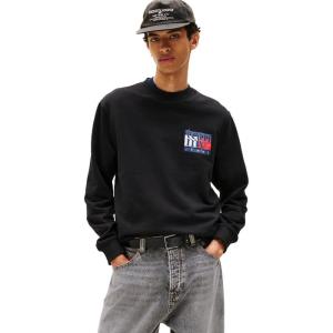 Tommy Jeans mens Medium Weight Crewneck Sweatshirt With Printed Logo(Black)