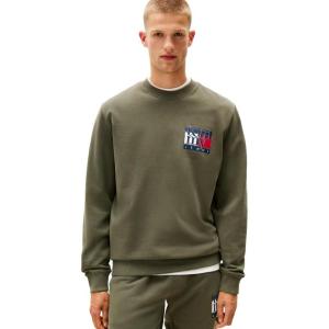 Tommy Jeans mens Medium Weight Crewneck Sweatshirt With Printed Logo(Pewter Green)