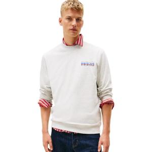 Tommy Jeans mens Medium Weight Crewneck Sweatshirt With Signature Printed Back Graphic(Ice Grey Heather)