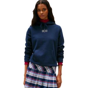 Tommy Jeans womens Medium Weight Hoodie With Stacked Printed Logo Detail(Dark Night Navy)