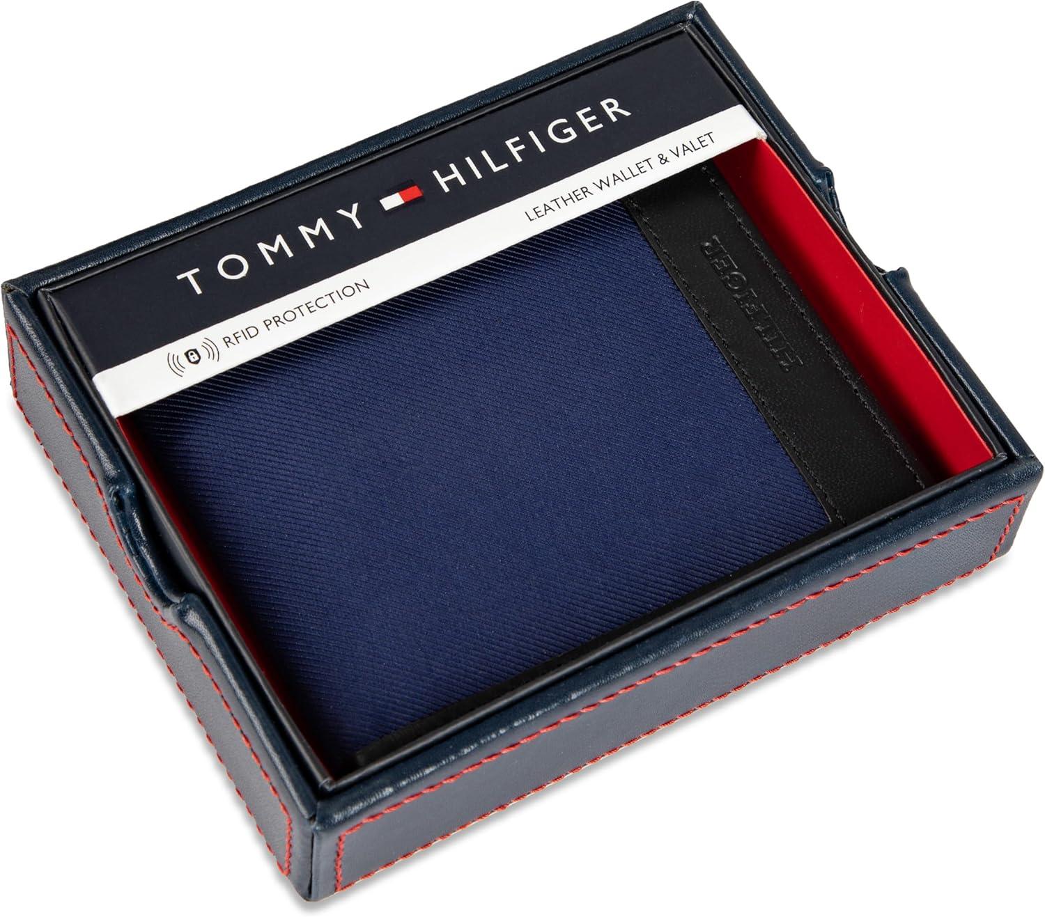 imageTommy Hilfiger Mens Fabric Inlay Wallet Bifold Trifold and Front Pocket StylesBlack Passcase