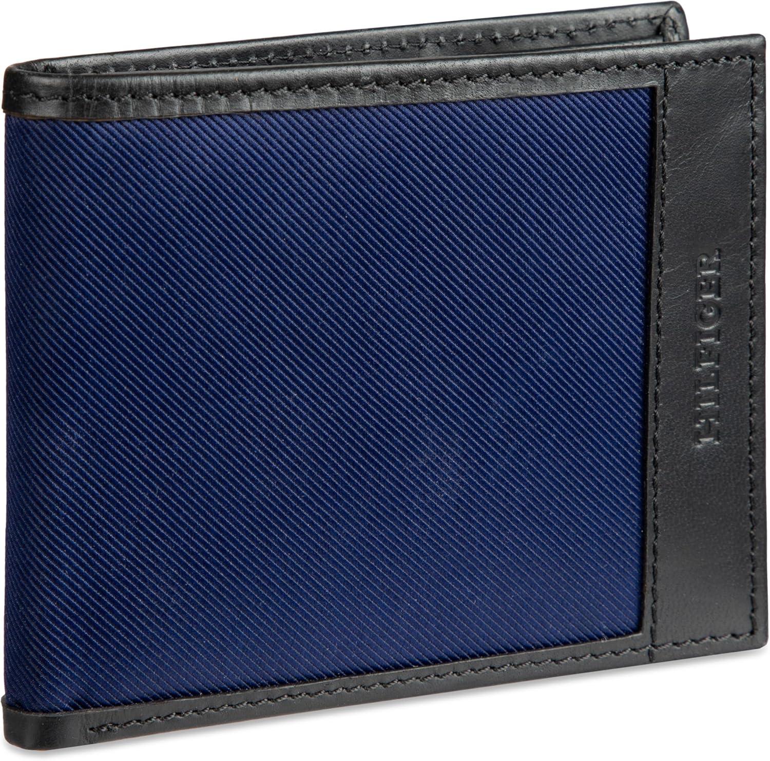 imageTommy Hilfiger Mens Fabric Inlay Wallet Bifold Trifold and Front Pocket StylesBlack Passcase
