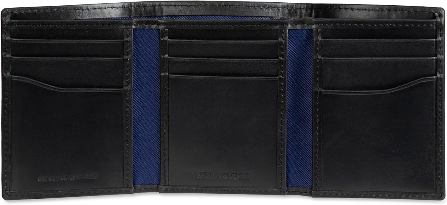 imageTommy Hilfiger Mens Fabric Inlay Wallet Bifold Trifold and Front Pocket StylesBlack Trifold