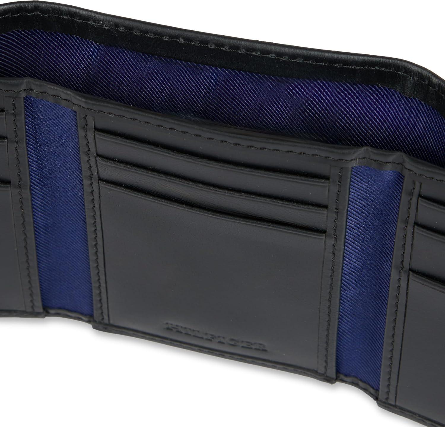 imageTommy Hilfiger Mens Fabric Inlay Wallet Bifold Trifold and Front Pocket StylesBlack Trifold