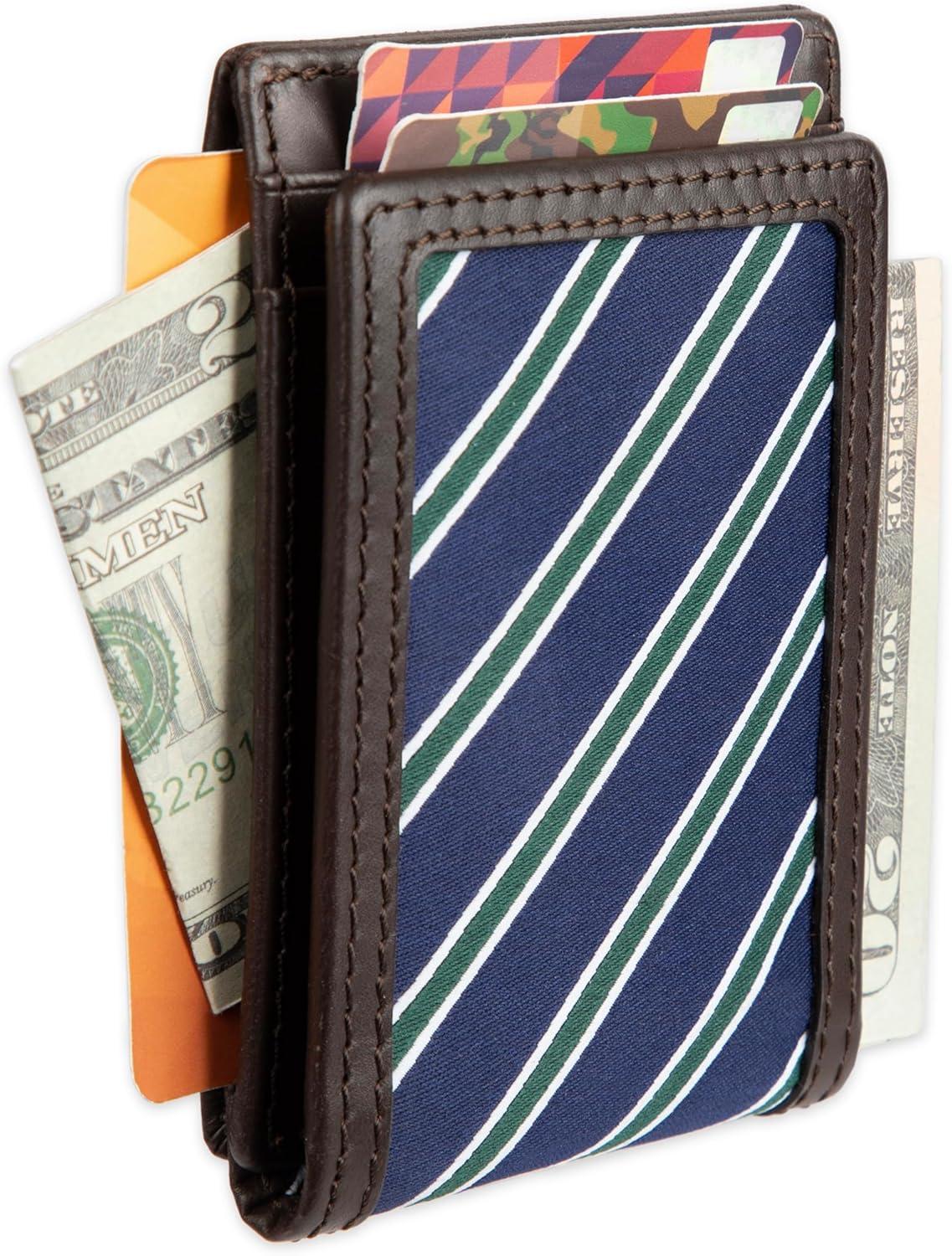 imageTommy Hilfiger Mens Fabric Inlay Wallet Bifold Trifold and Front Pocket StylesBrown Magnetic Front Pocket