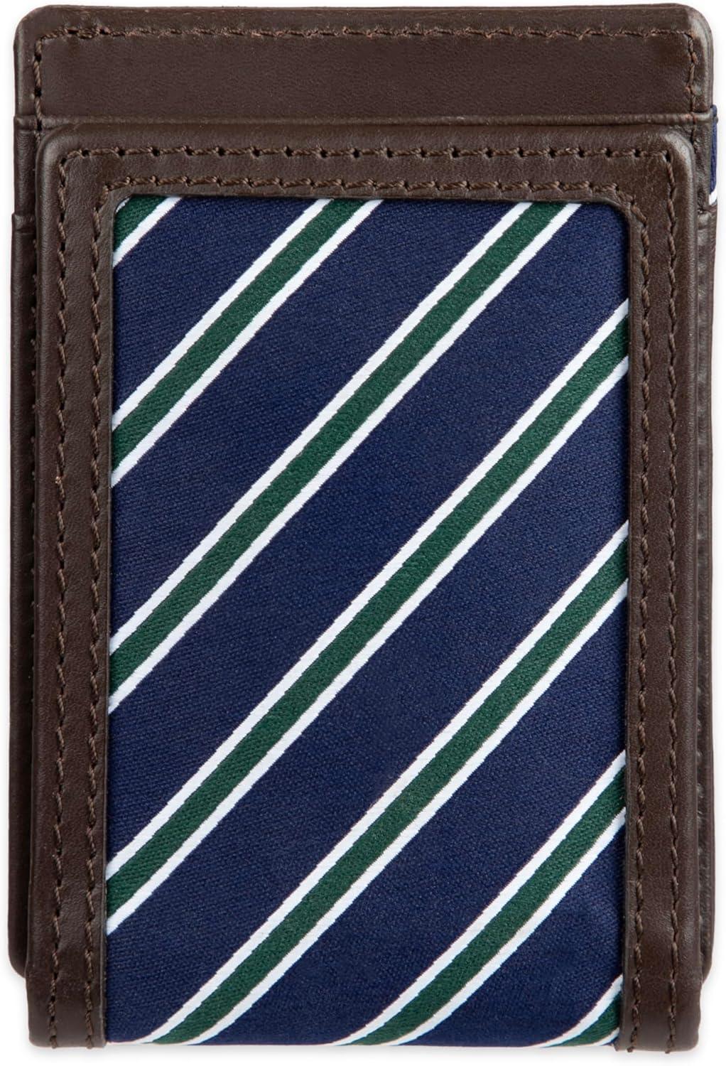 imageTommy Hilfiger Mens Fabric Inlay Wallet Bifold Trifold and Front Pocket StylesBrown Magnetic Front Pocket