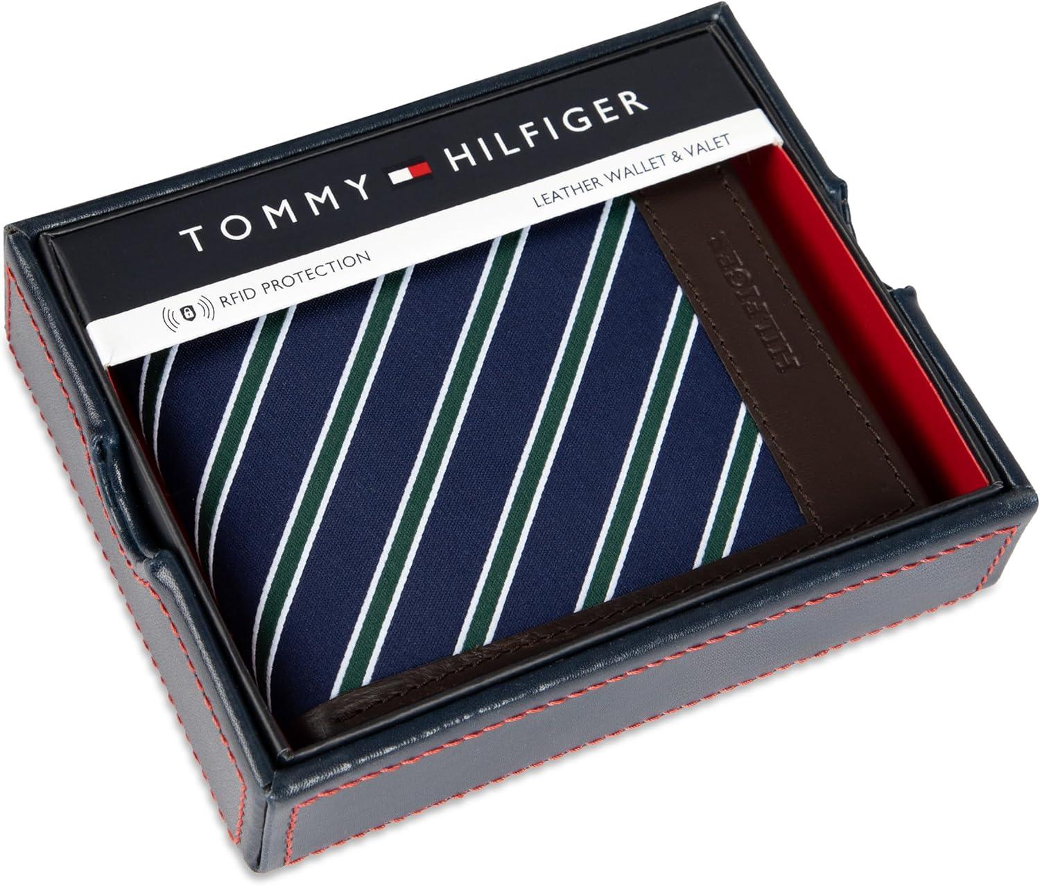 imageTommy Hilfiger Mens Fabric Inlay Wallet Bifold Trifold and Front Pocket StylesBrown Passcase
