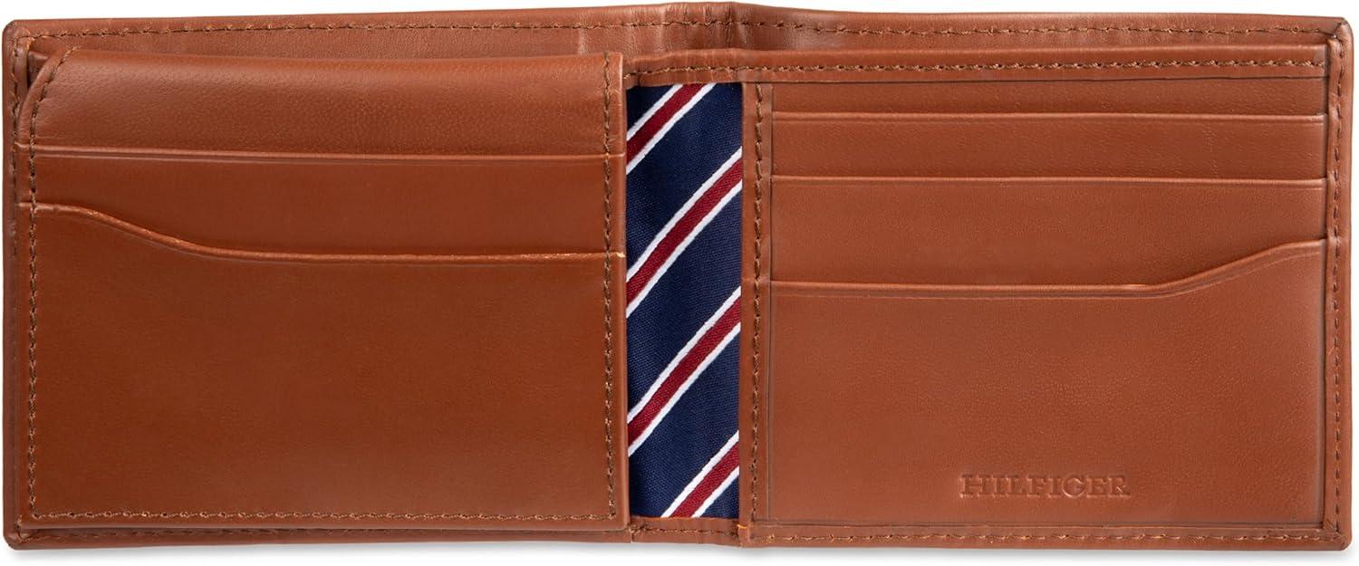 imageTommy Hilfiger Mens Fabric Inlay Wallet Bifold Trifold and Front Pocket StylesTan Passcase