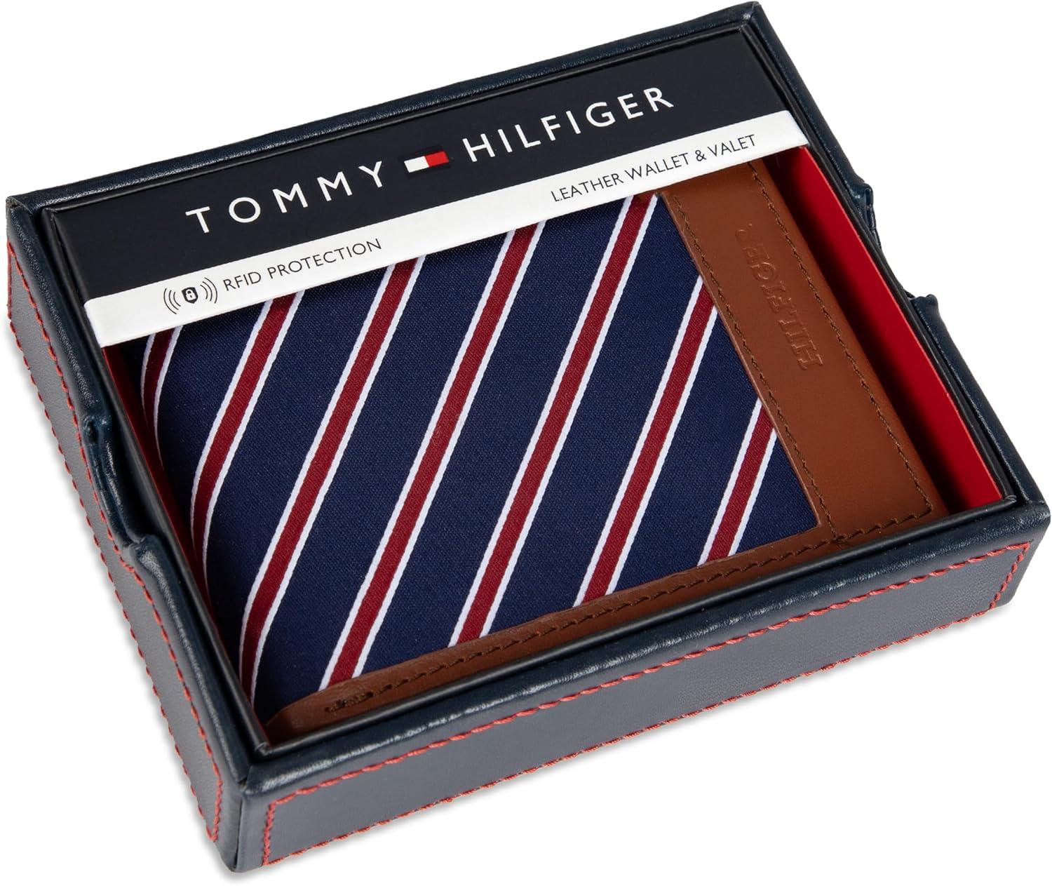 imageTommy Hilfiger Mens Fabric Inlay Wallet Bifold Trifold and Front Pocket StylesTan Passcase