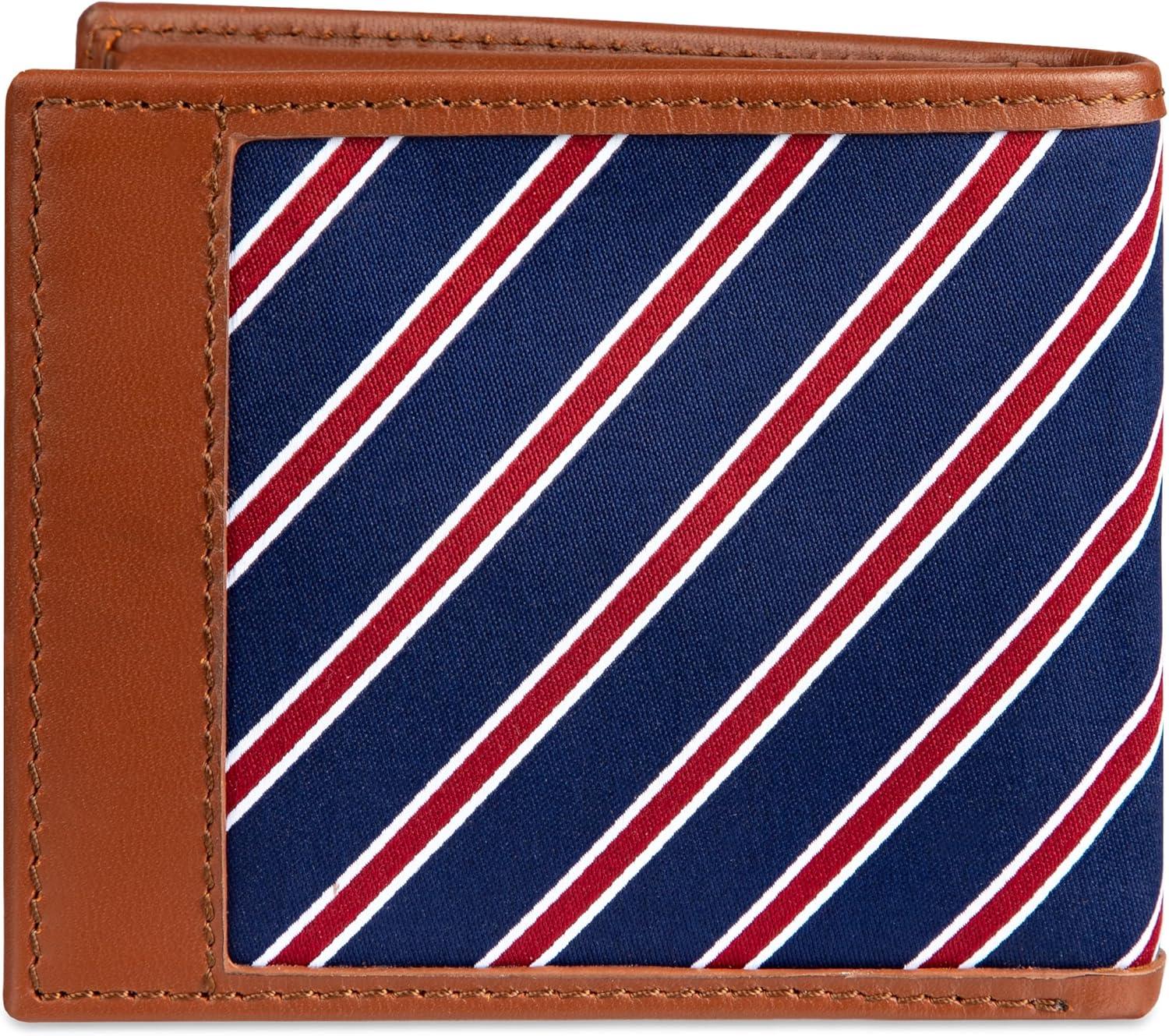 imageTommy Hilfiger Mens Fabric Inlay Wallet Bifold Trifold and Front Pocket StylesTan Passcase
