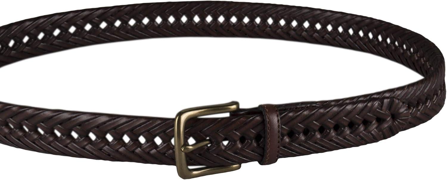 imageTommy Hilfiger Mens Fully Adjustable Leather Braided Belt for Jeans Khakis or Dress PantsTan