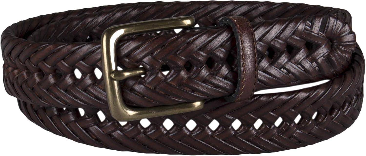 imageTommy Hilfiger Mens Fully Adjustable Leather Braided Belt for Jeans Khakis or Dress PantsTan