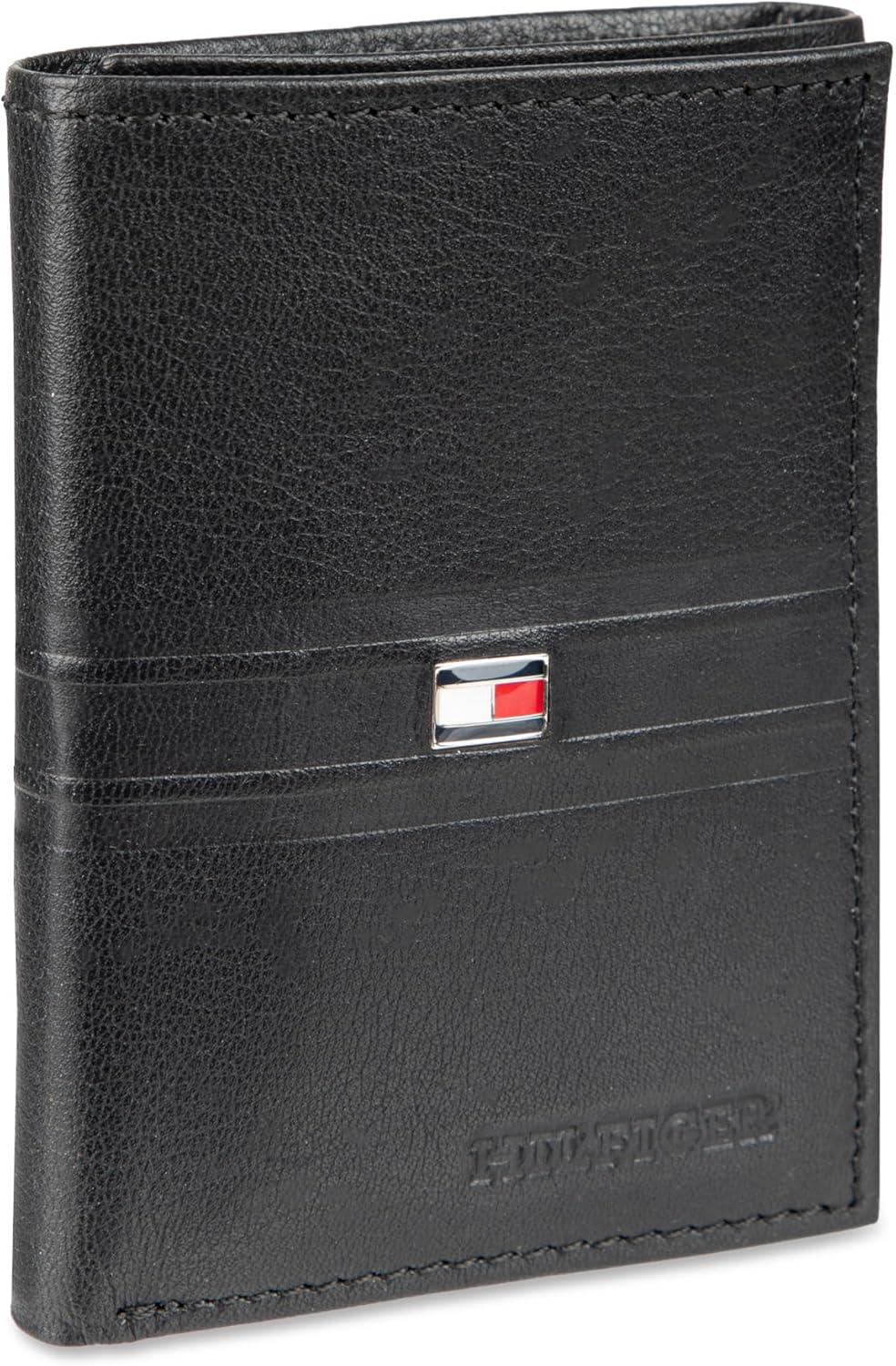 imageTommy Hilfiger Mens Trifold WalletBlack Emboss Stripe