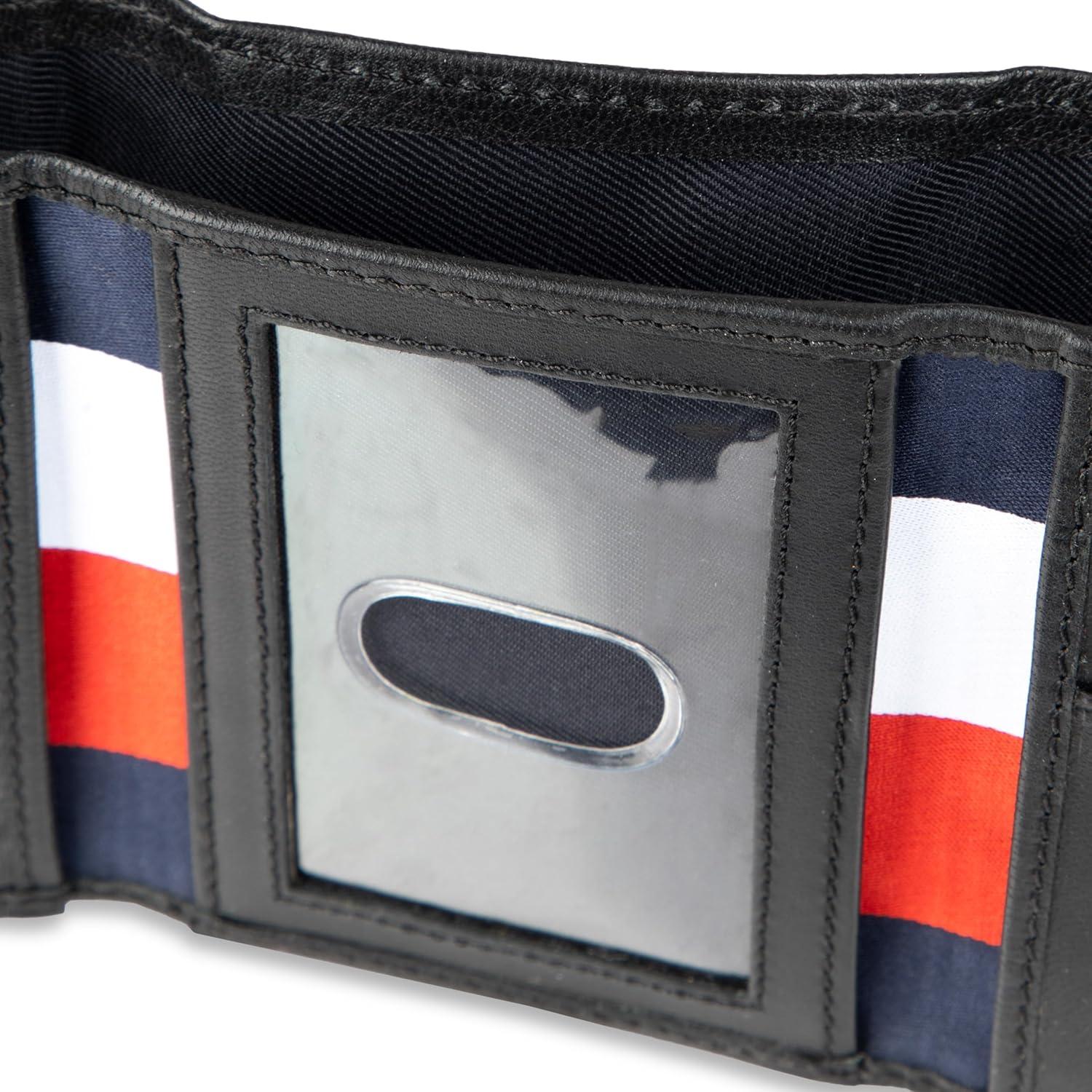 imageTommy Hilfiger Mens Trifold WalletBlack Emboss Stripe