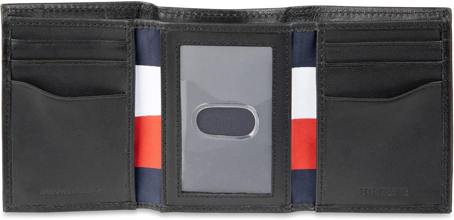 imageTommy Hilfiger Mens Trifold WalletBlack Emboss Stripe