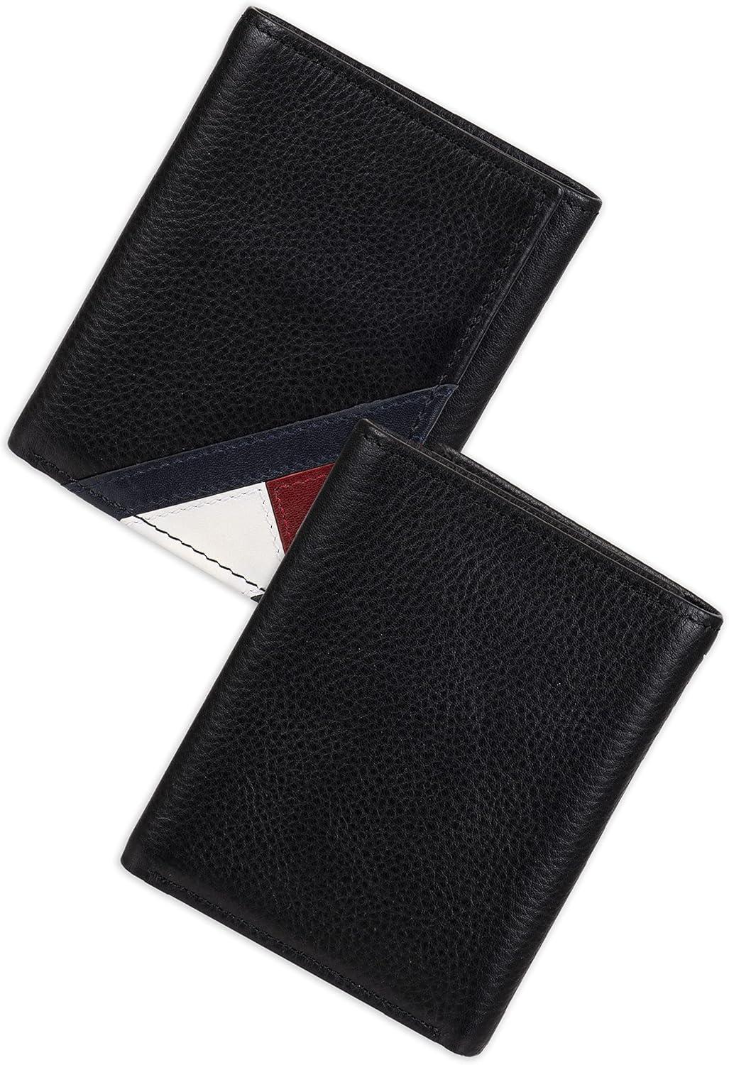 imageTommy Hilfiger Mens Trifold WalletBlack Stitched Flag