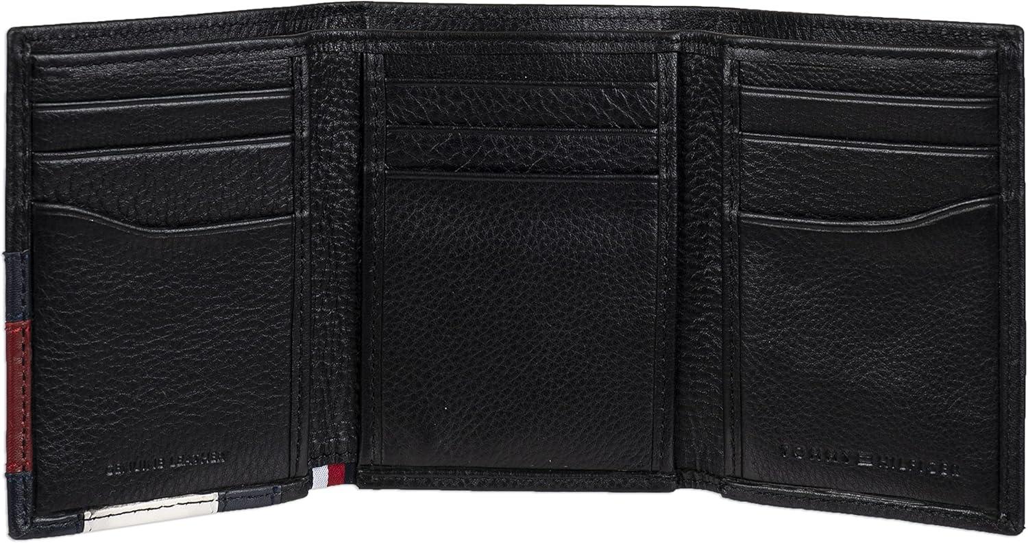 imageTommy Hilfiger Mens Trifold WalletBlack Stitched Flag