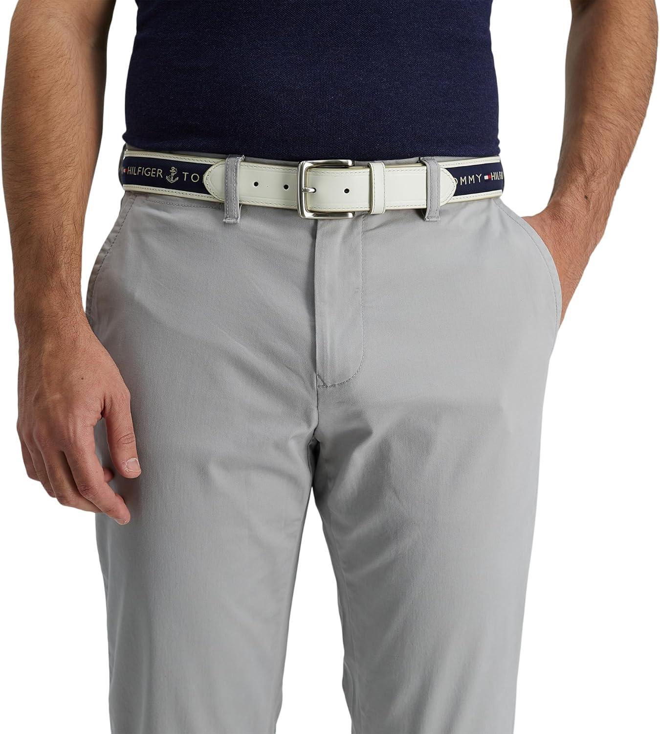 imageTommy Hilfiger mens Fabric Inlay Casual Belt With Classic Harness BuckleCreamMedium Navy