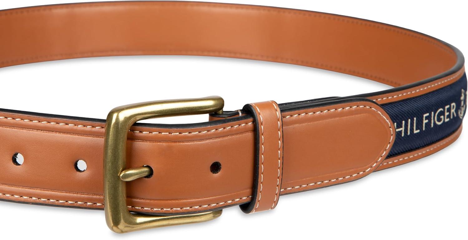 imageTommy Hilfiger mens Fabric Inlay Casual Belt With Classic Harness BuckleNavy