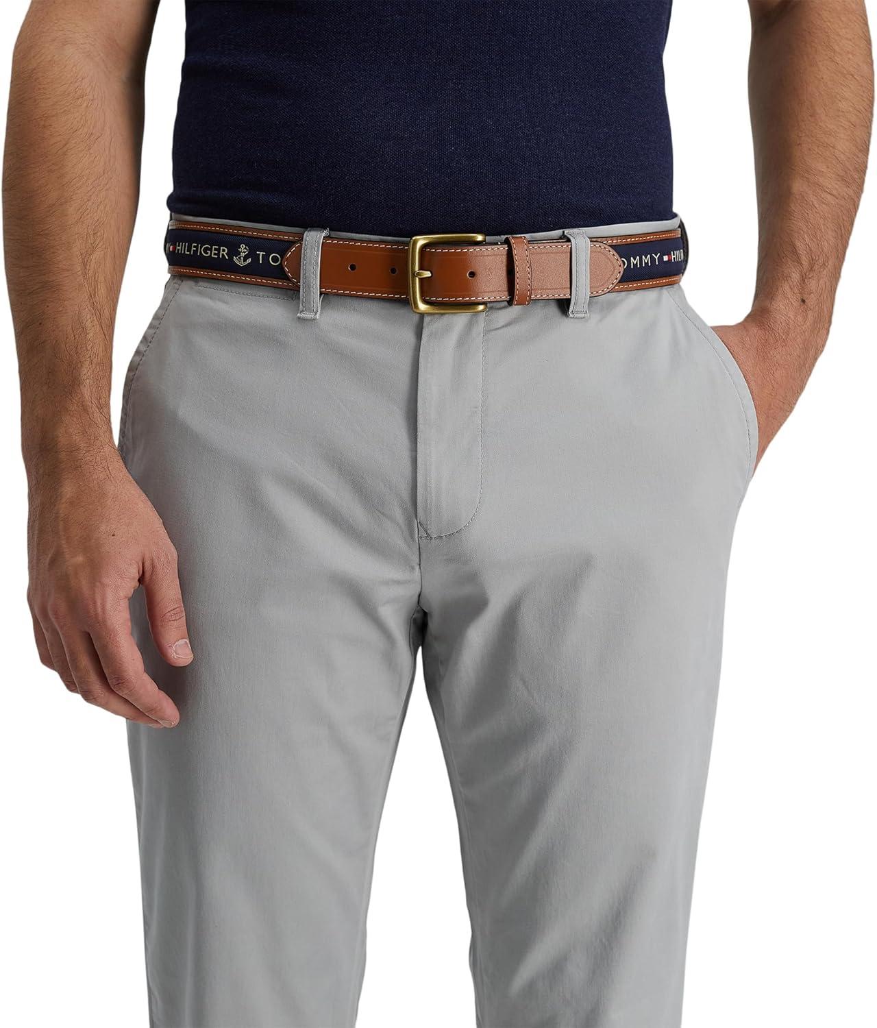 imageTommy Hilfiger mens Fabric Inlay Casual Belt With Classic Harness BuckleNavy