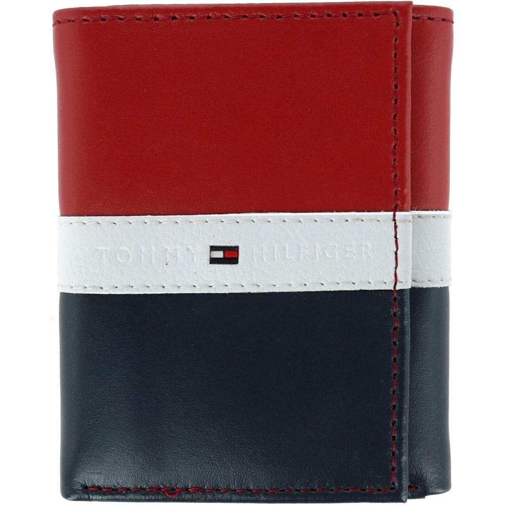 imageTommy Hilfiger Mens Trifold WalletRedWhiteBlue