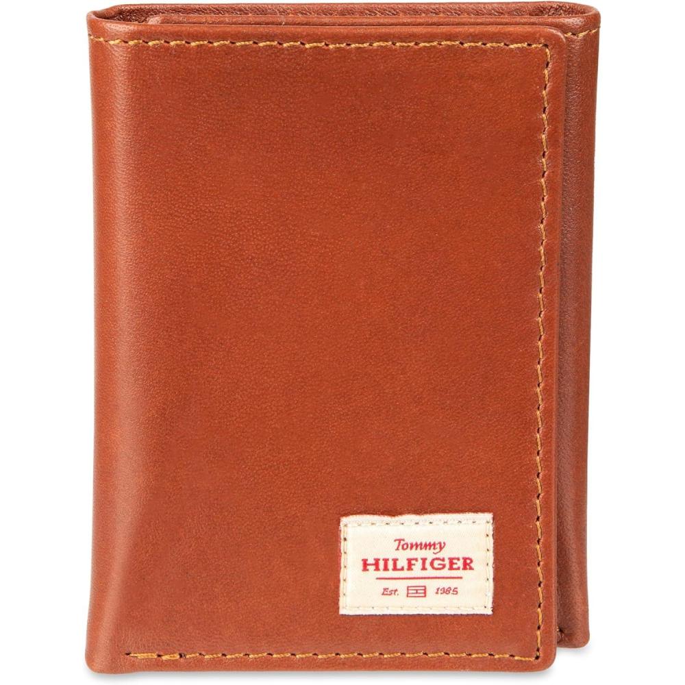 imageTommy Hilfiger Mens Trifold WalletTan Patch