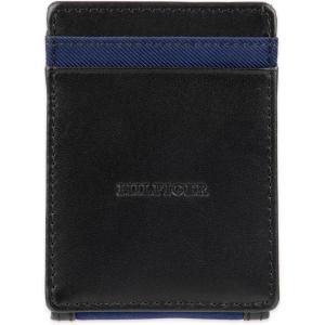 Tommy Hilfiger Men’s Fabric Inlay Wallet – Bifold, Trifold and Front Pocket Styles(Black – Magnetic Front Pocket)