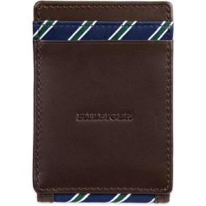 Tommy Hilfiger Men’s Fabric Inlay Wallet – Bifold, Trifold and Front Pocket Styles(Brown – Magnetic Front Pocket)