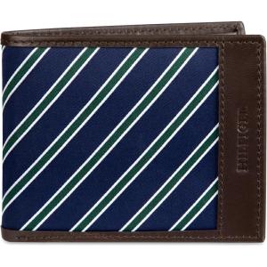 Tommy Hilfiger Men’s Fabric Inlay Wallet – Bifold, Trifold and Front Pocket Styles(Brown – Passcase)