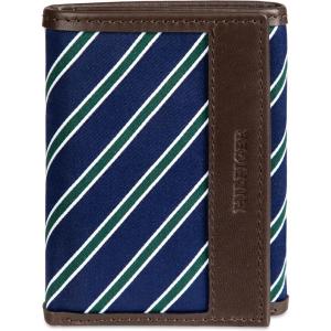 Tommy Hilfiger Men’s Fabric Inlay Wallet – Bifold, Trifold and Front Pocket Styles(Brown – Trifold)