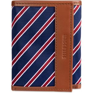 Tommy Hilfiger Men’s Fabric Inlay Wallet – Bifold, Trifold and Front Pocket Styles(Tan – Trifold)